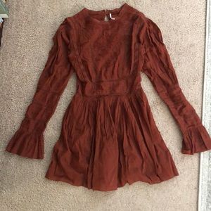 Free people rust colored long sleeve dress